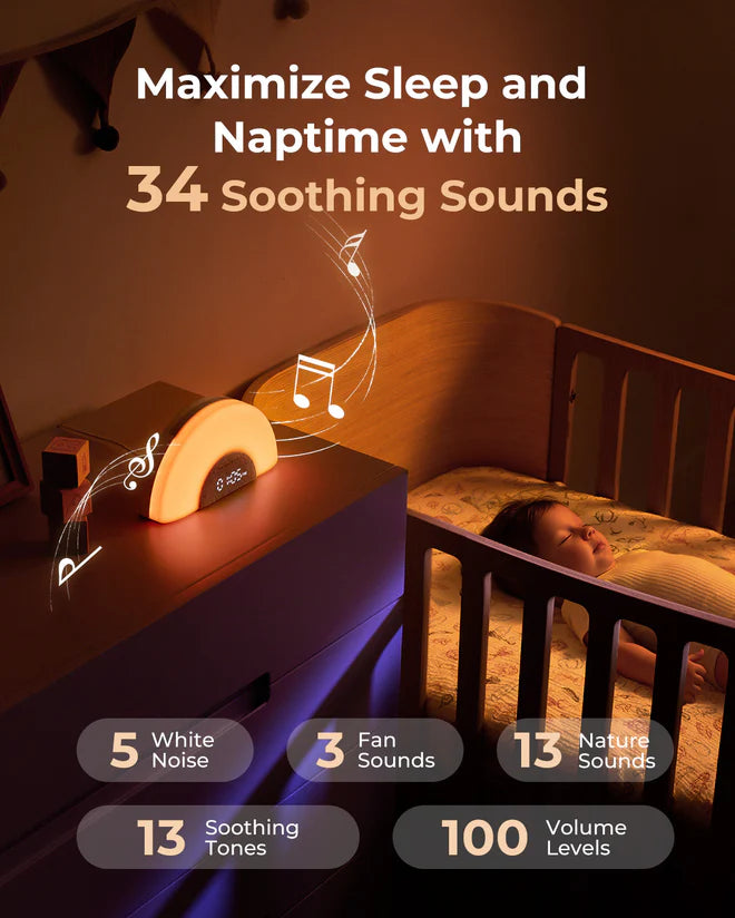 Momcozy DreamSync™ Smart Baby Sound Machine - Rainbow Light & App Control