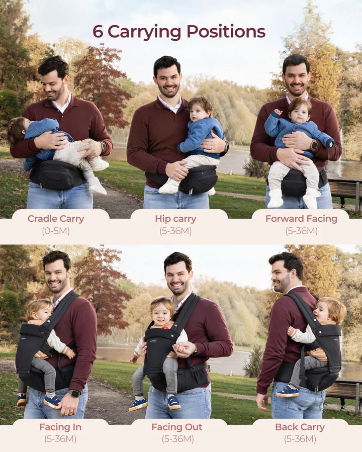 Momcozy Move2Fit 2-in-1 Hip Seat Baby Carrier (6-Way Support)