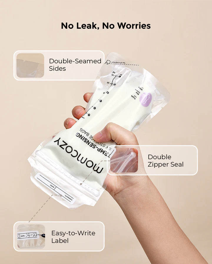 Momcozy Temperature Sensing Breastmilk Storage Bags (Zero Leak)