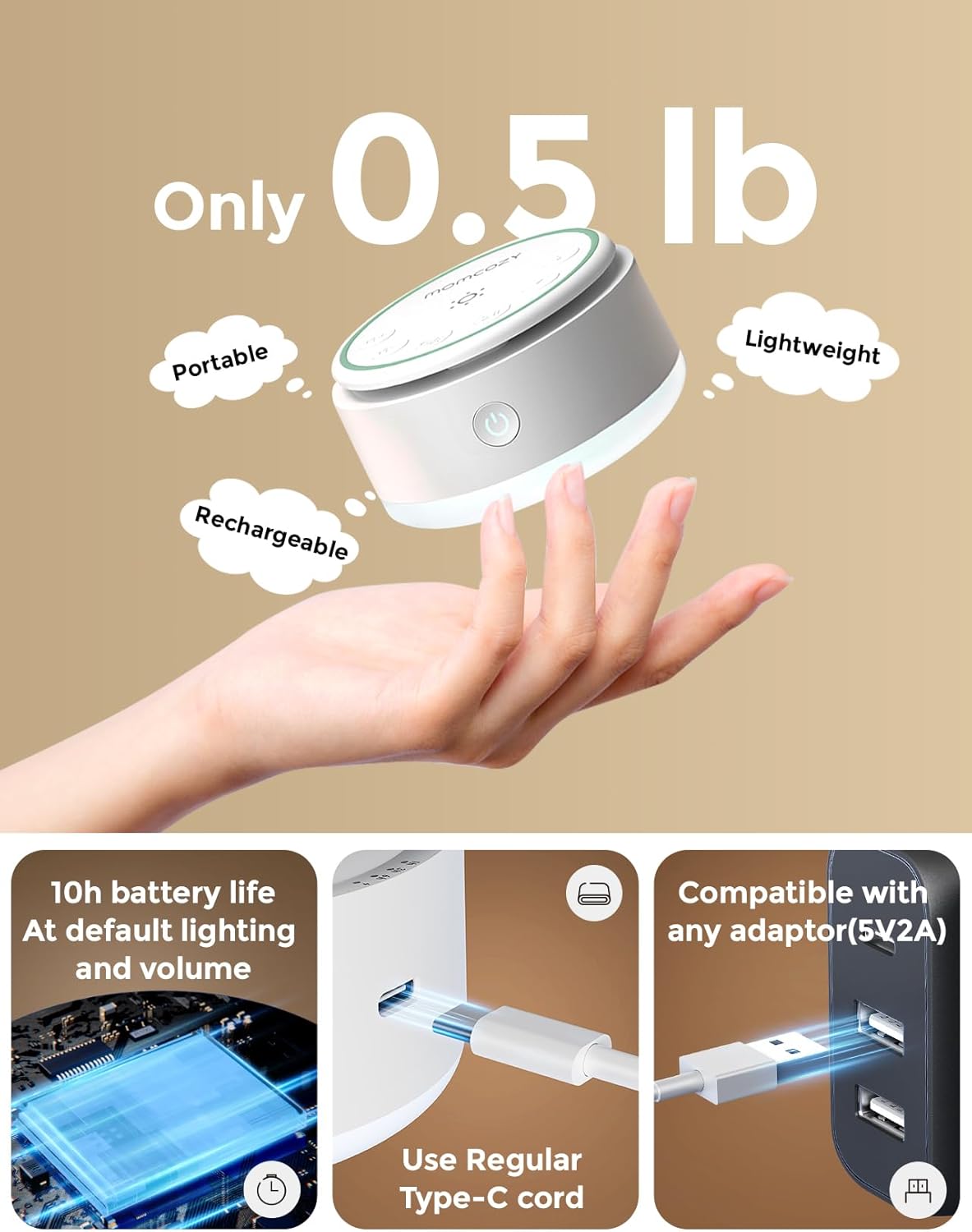 Momcozy Portable Baby Sound Machine - Long Battery Life