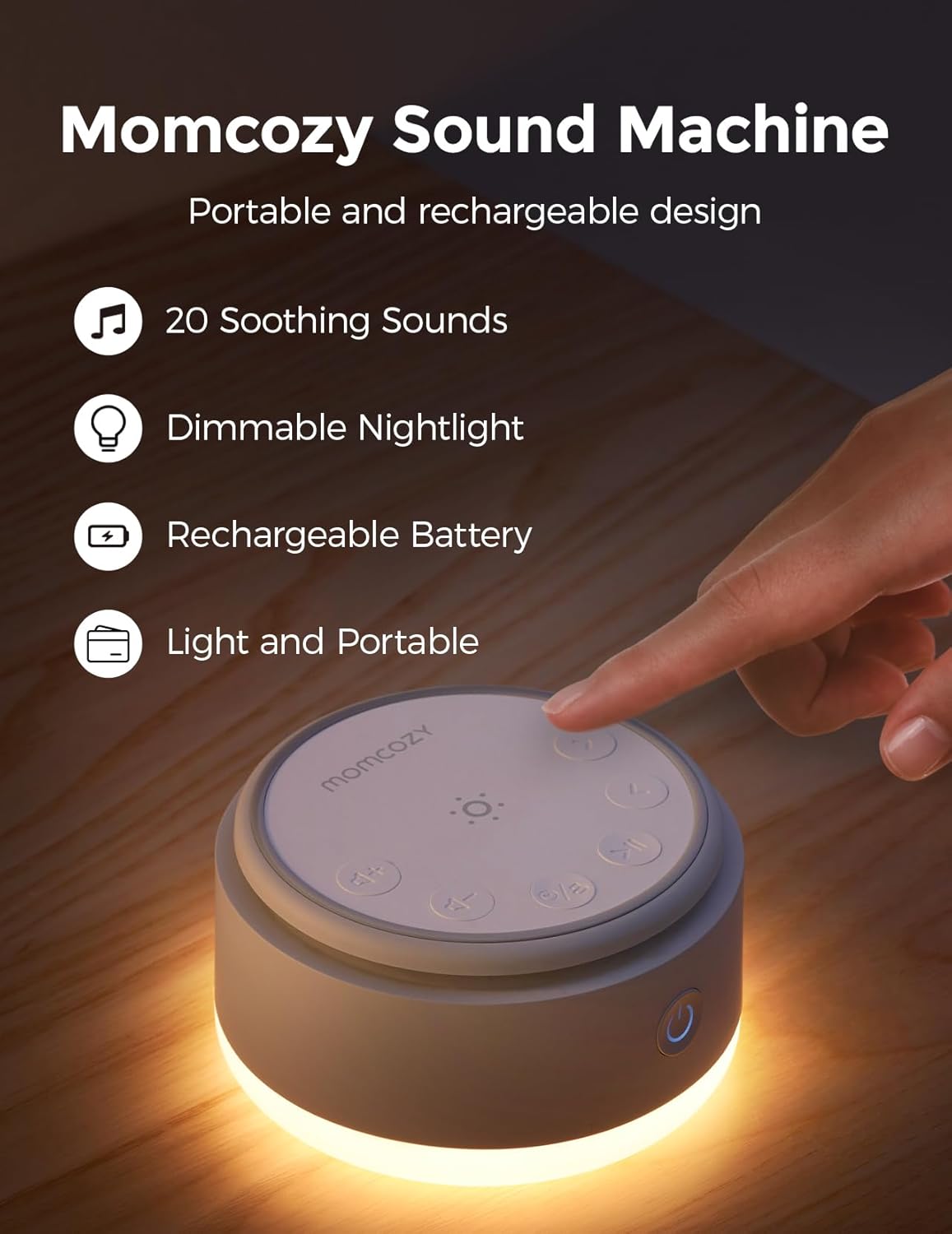 Momcozy Portable Baby Sound Machine - Long Battery Life