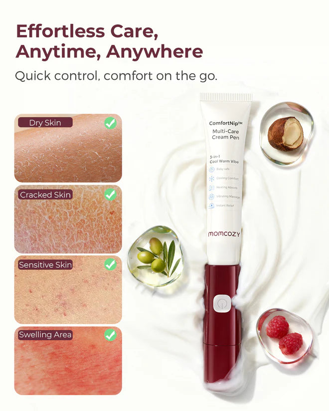 Momcozy 3-in-1 Multi-Care Electric Nipple Cream Pen (Warming, Cooling & Vibration)