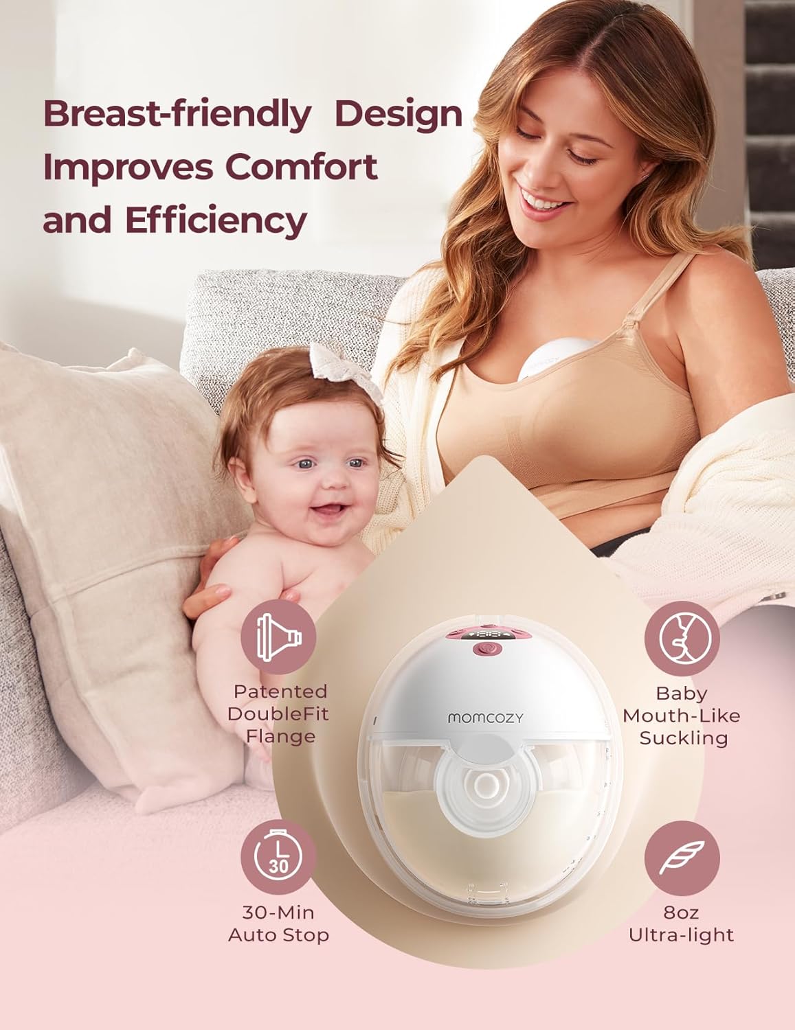 Momcozy M5 All-in-one Wearable Breast Pump | Painlessly Pump