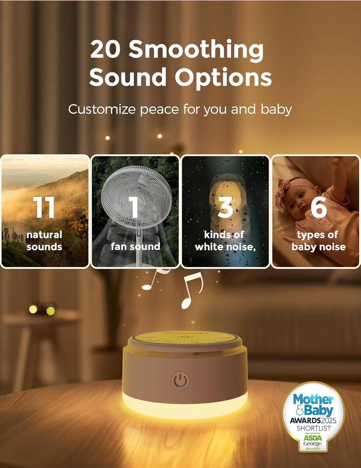 Momcozy Portable Baby Sound Machine - Long Battery Life