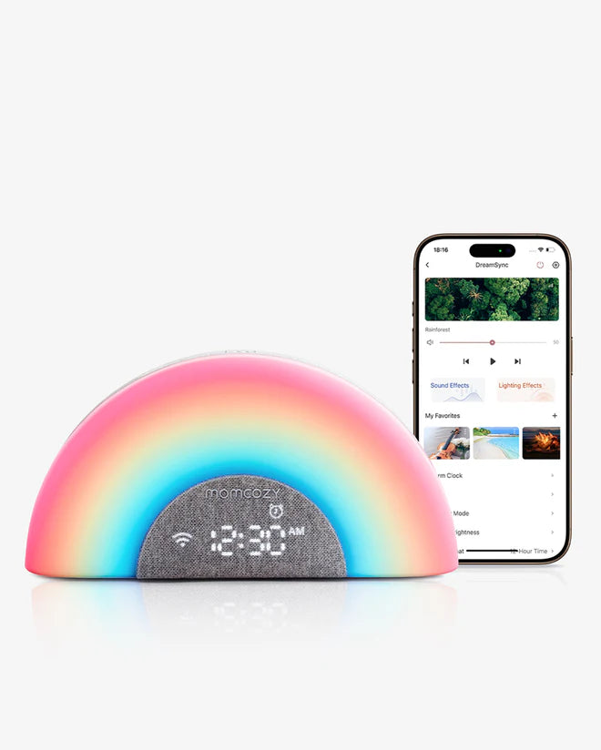 Momcozy DreamSync™ Smart Baby Sound Machine - Rainbow Light & App Control