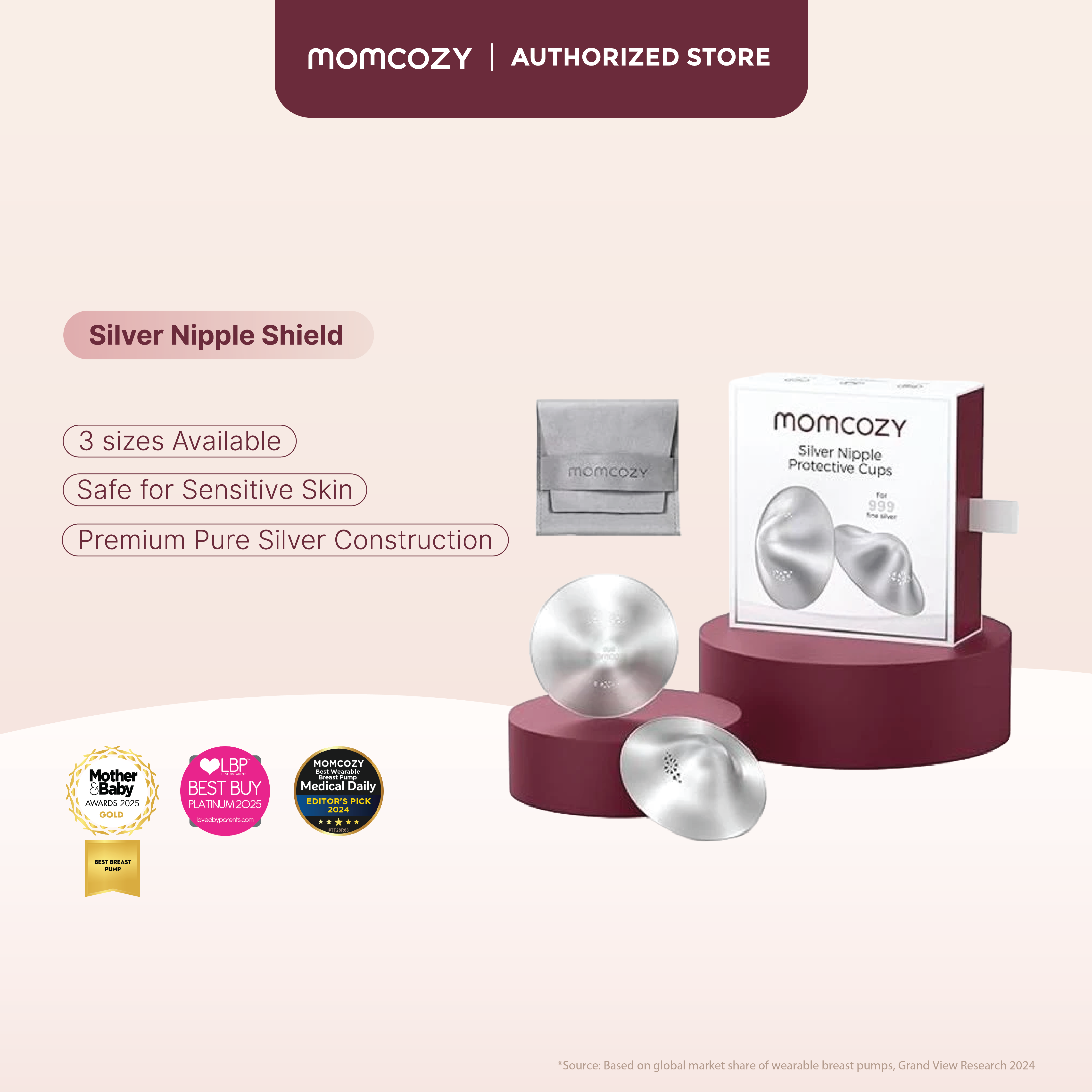 Momcozy Original 999 Silver Nipple Shields (2pcs)
