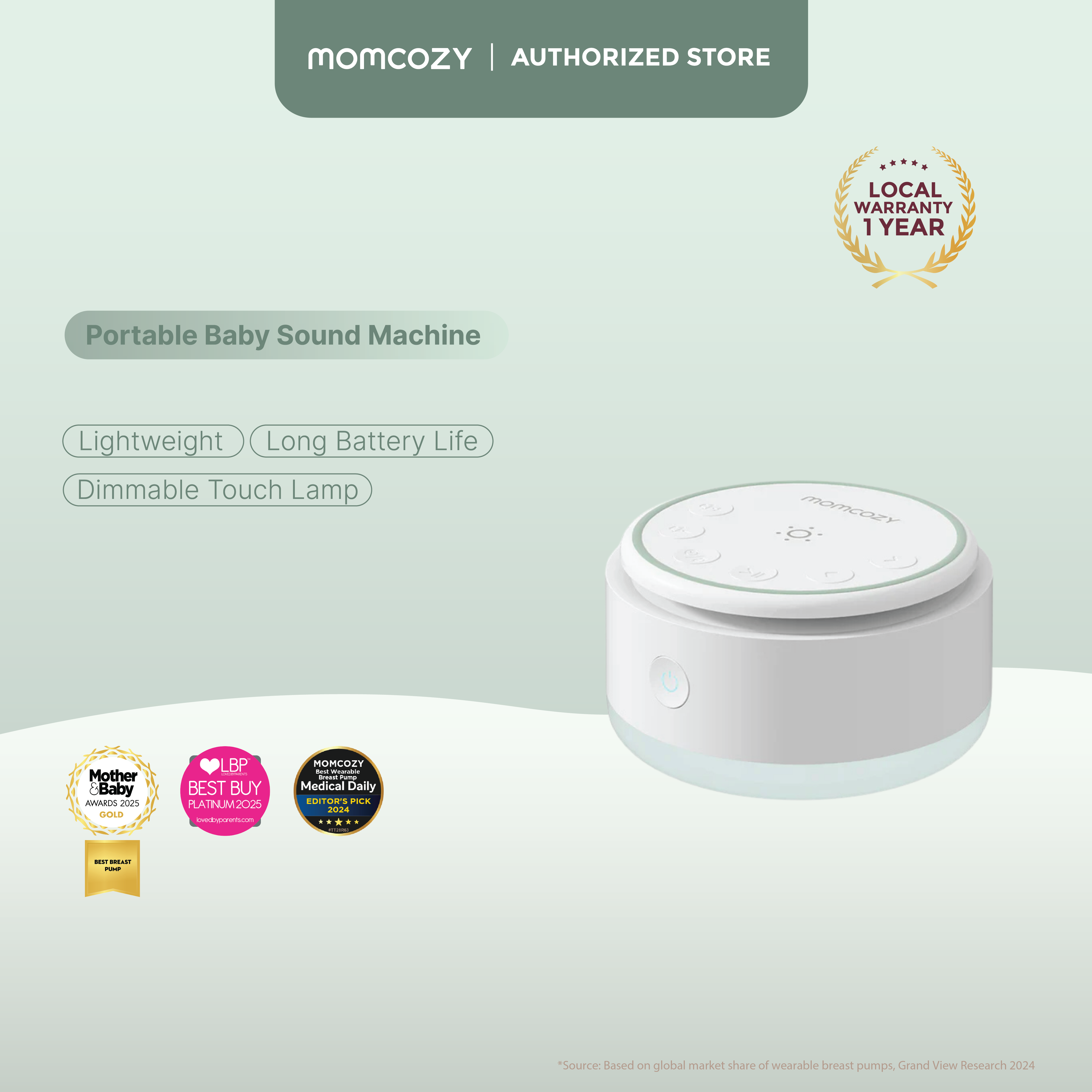 Momcozy Portable Baby Sound Machine - Long Battery Life