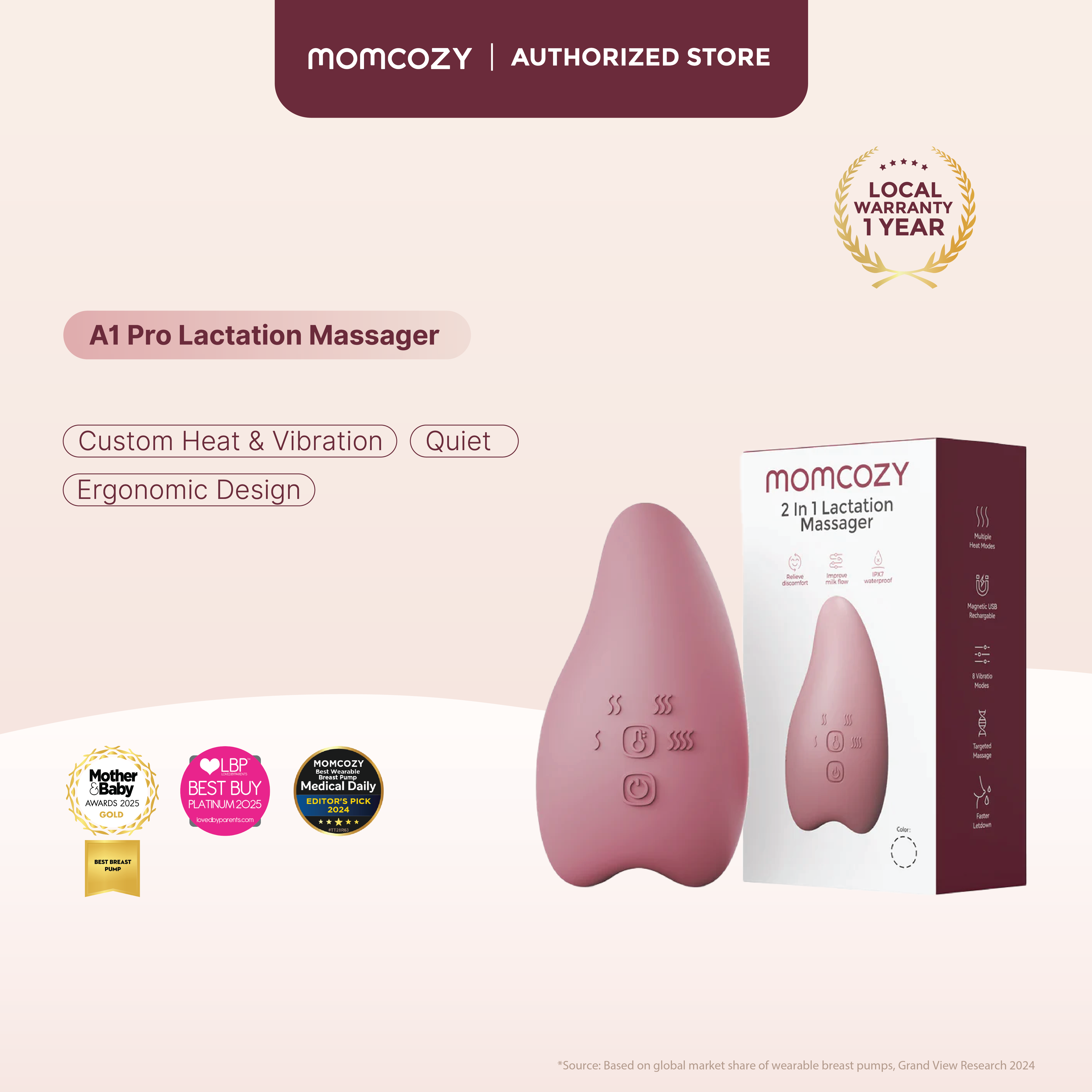 Momcozy Warming A1 Pro Lactation Massager (4 Rapid Heating Levels)