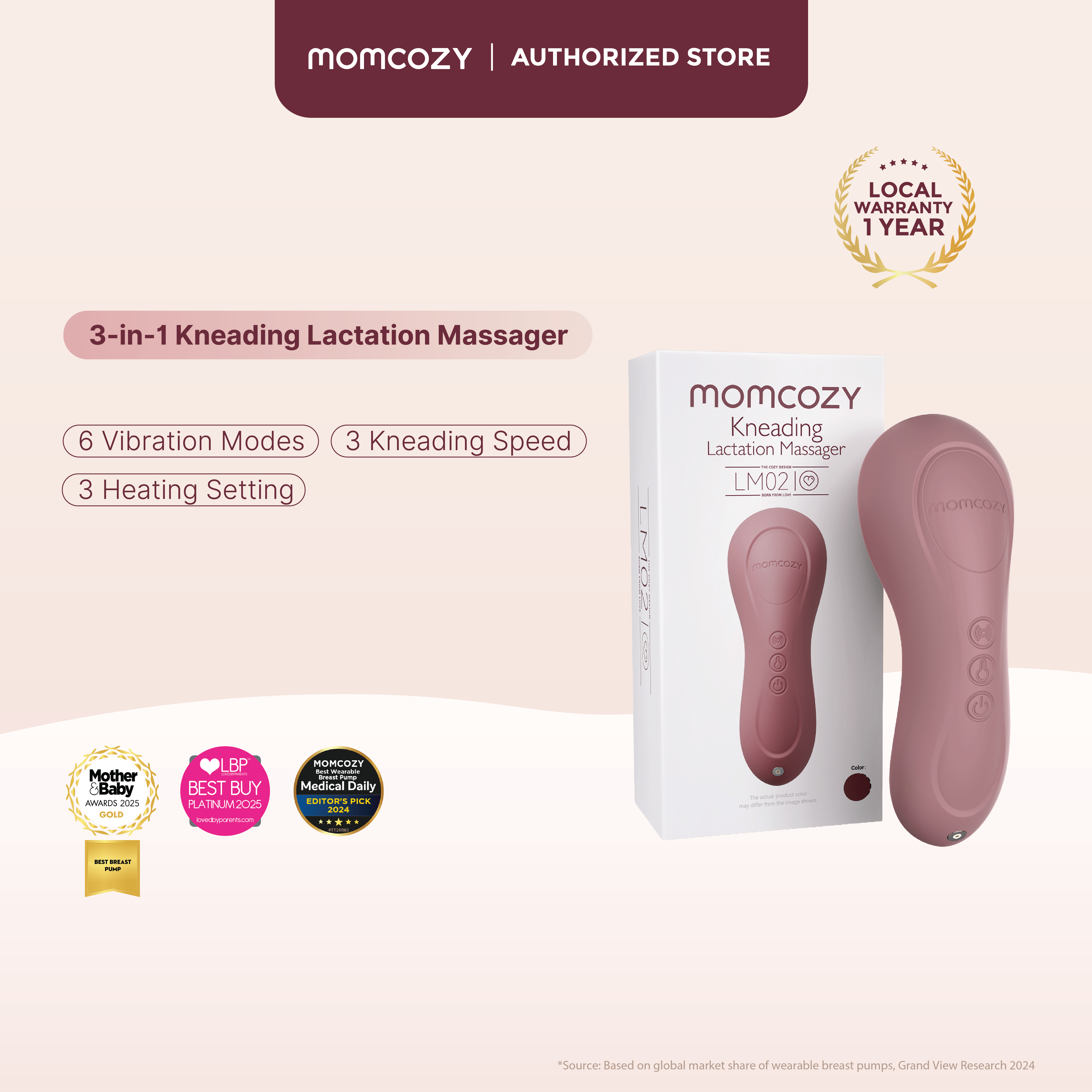 Momcozy 3-in-1 Kneading Lactation Massager
