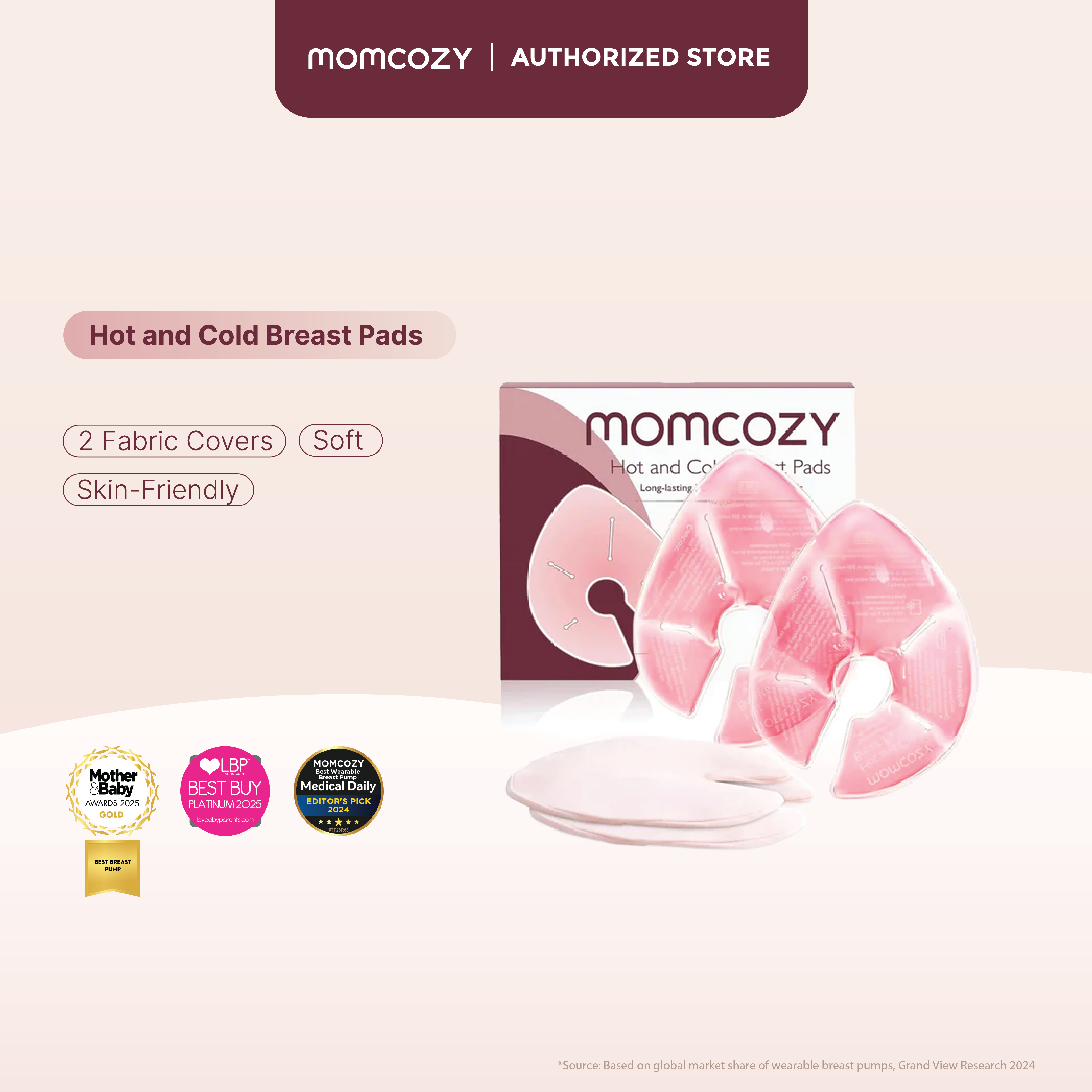 Momcozy Hot and Cold Breast Therapy Pads with Soft Covers (2 Pack)