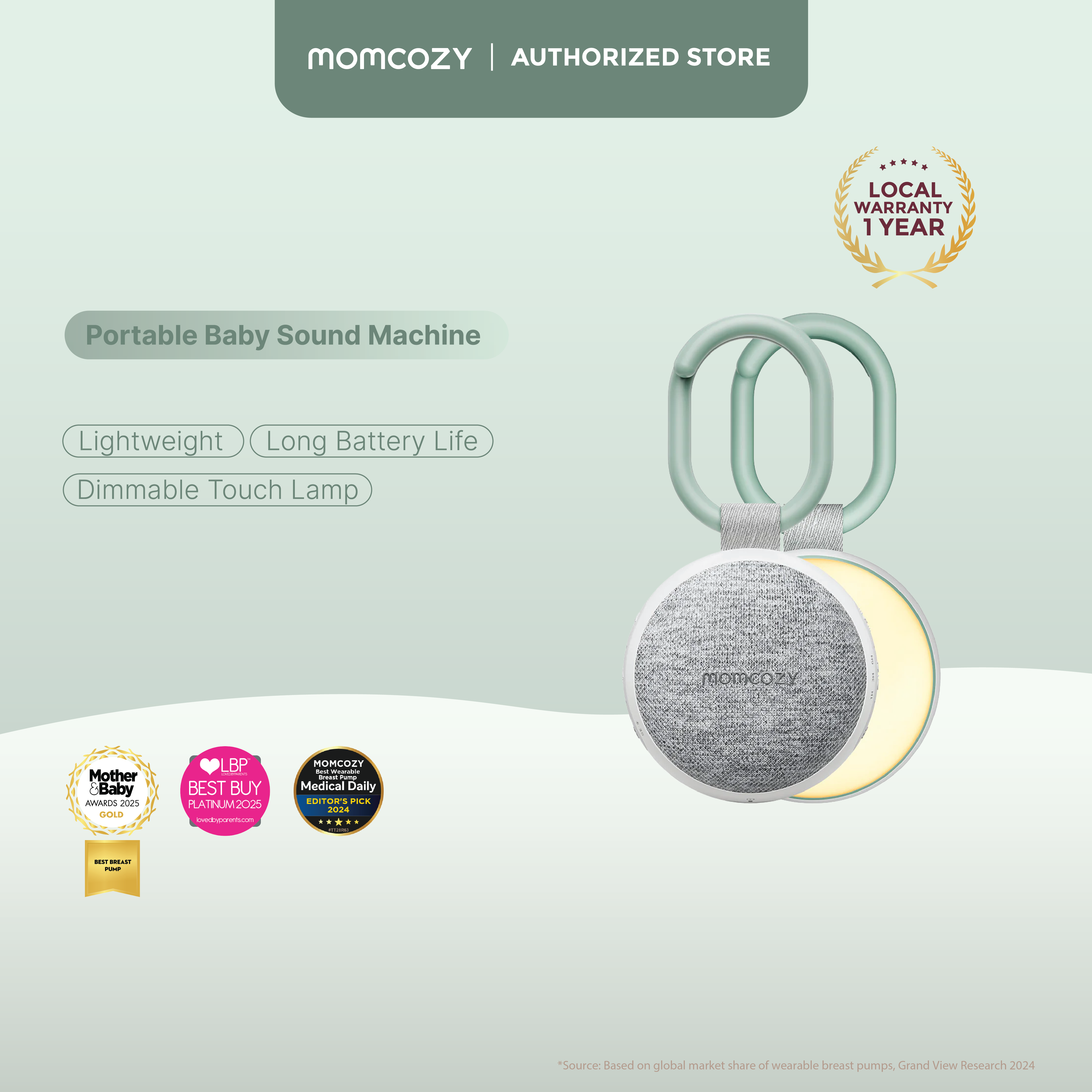 Momcozy Portable Sound Machine with Night Light (Premium Fabric Edition)