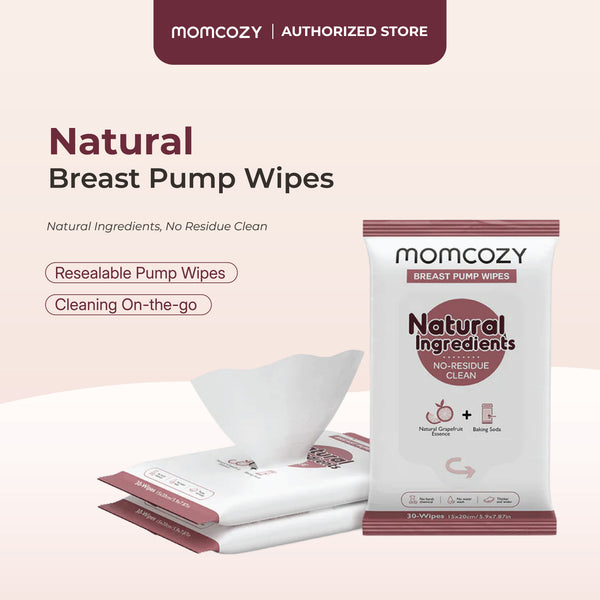 Momcozy Natural Breast Pump Wipes for Pump Parts, 3 Pack of 30s