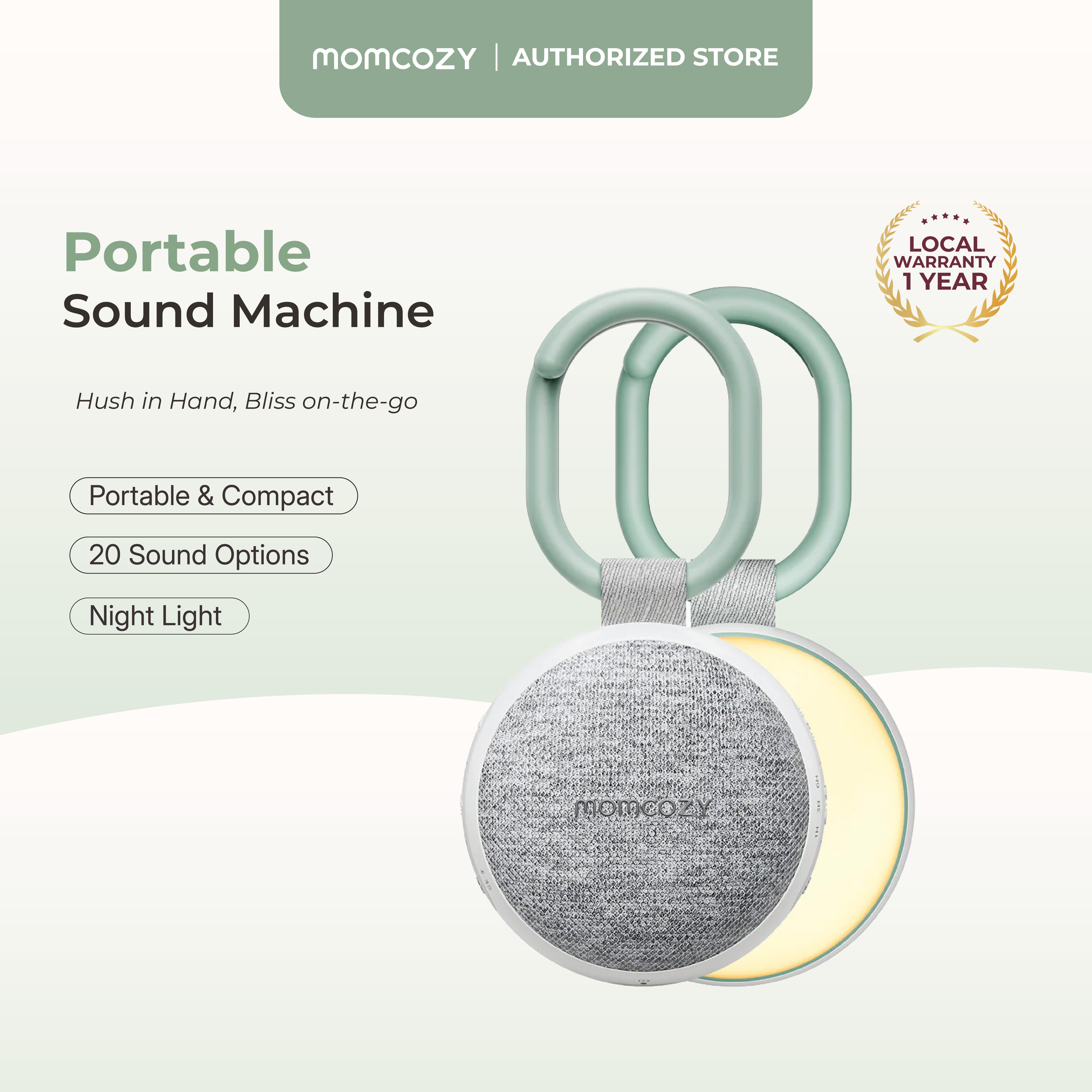 Momcozy Portable Sound Machine with Night Light (Premium Fabric Edition)