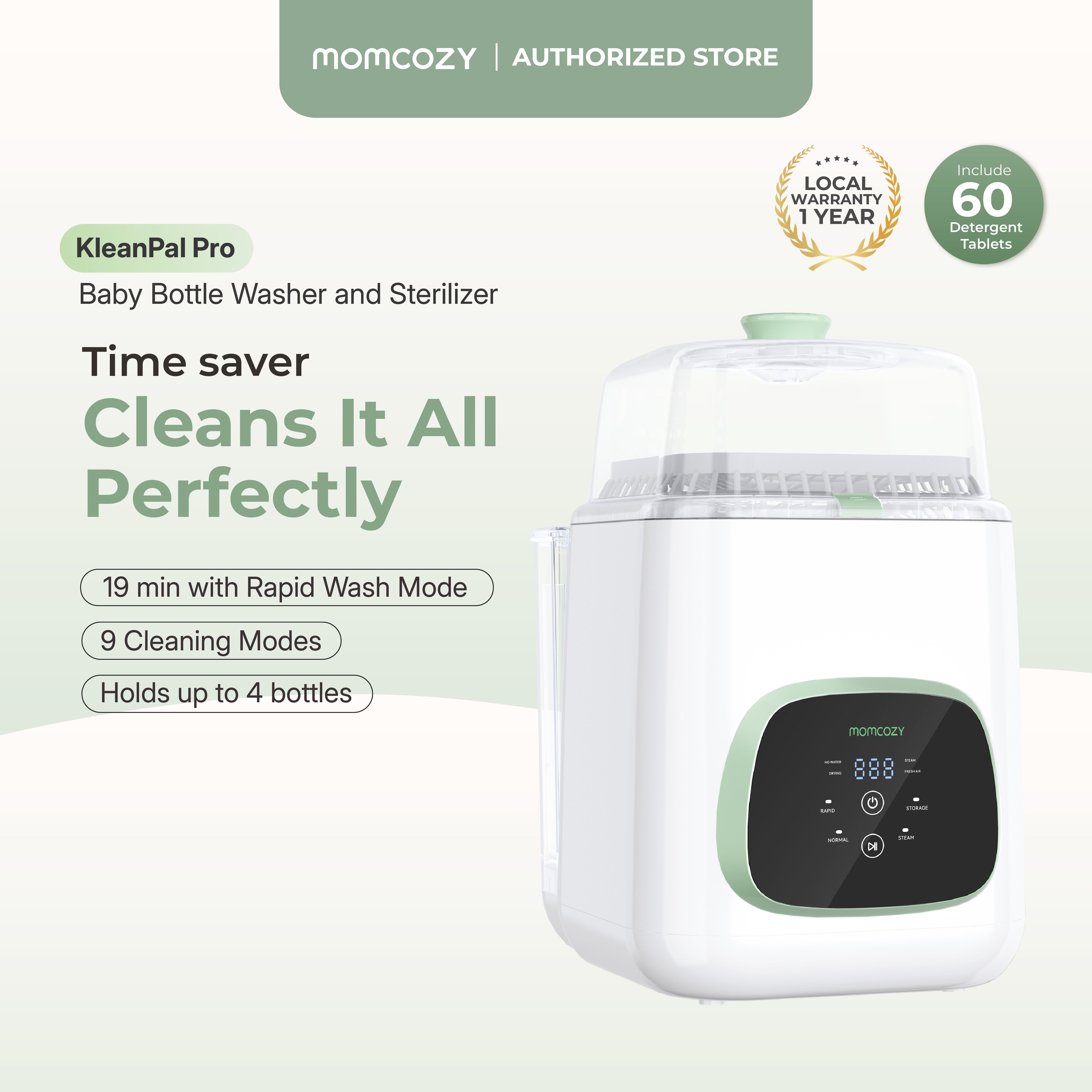Momcozy KleanPal Pro Baby Bottle Washer, Sterilizer & Dryer