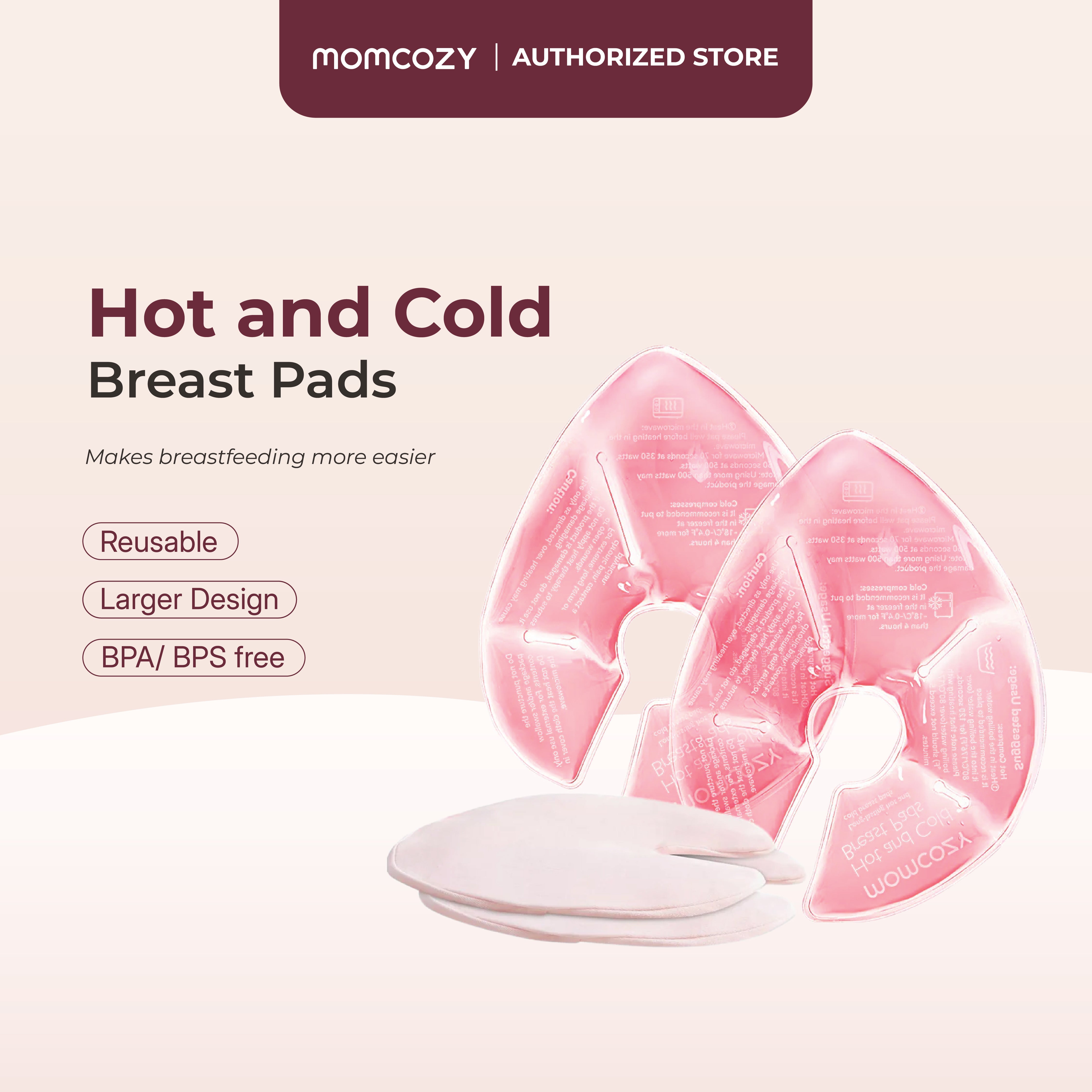 Momcozy Hot and Cold Breast Therapy Pads with Soft Covers (2 Pack)