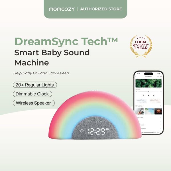 Momcozy DreamSync™ Smart Baby Sound Machine - Rainbow Light & App Control