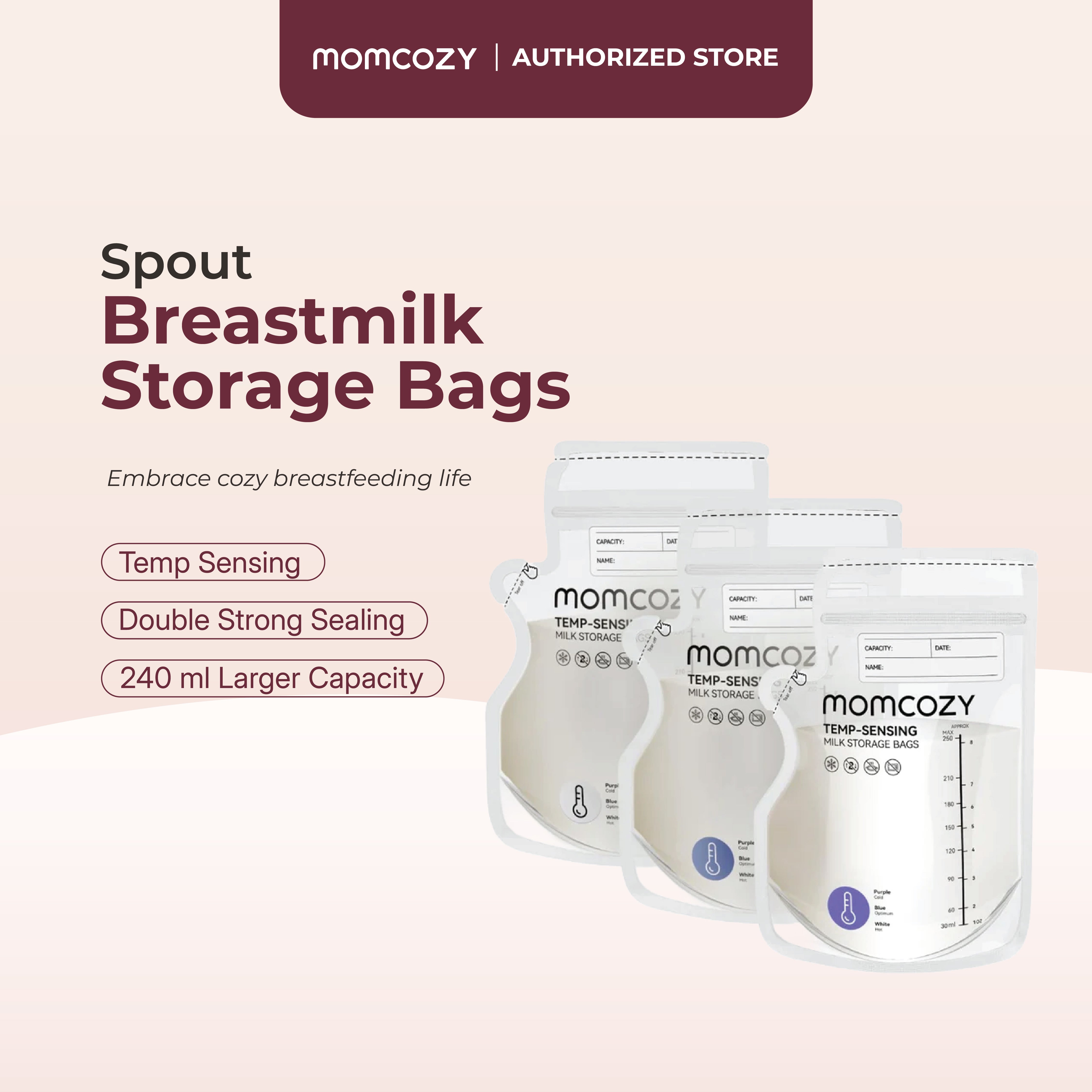 Momcozy Spout Breastmilk Storage Bags (Zero Contamination Design)
