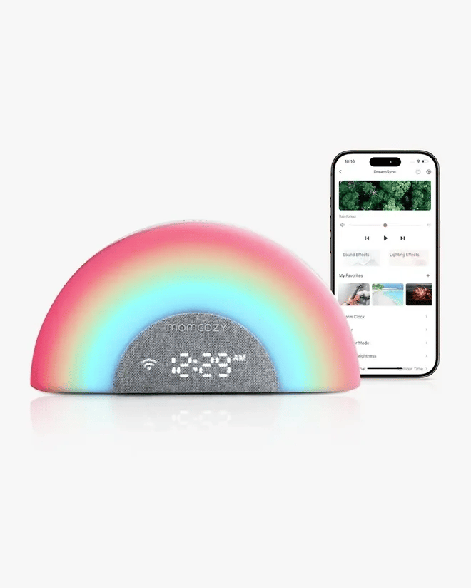 Momcozy DreamSync™ Smart Baby Sound Machine - Rainbow Light & App Control